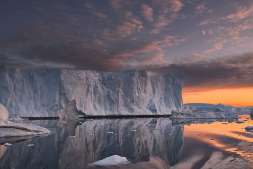 greenland-iceberg-reflection-orange-sunset-fine-art-prints